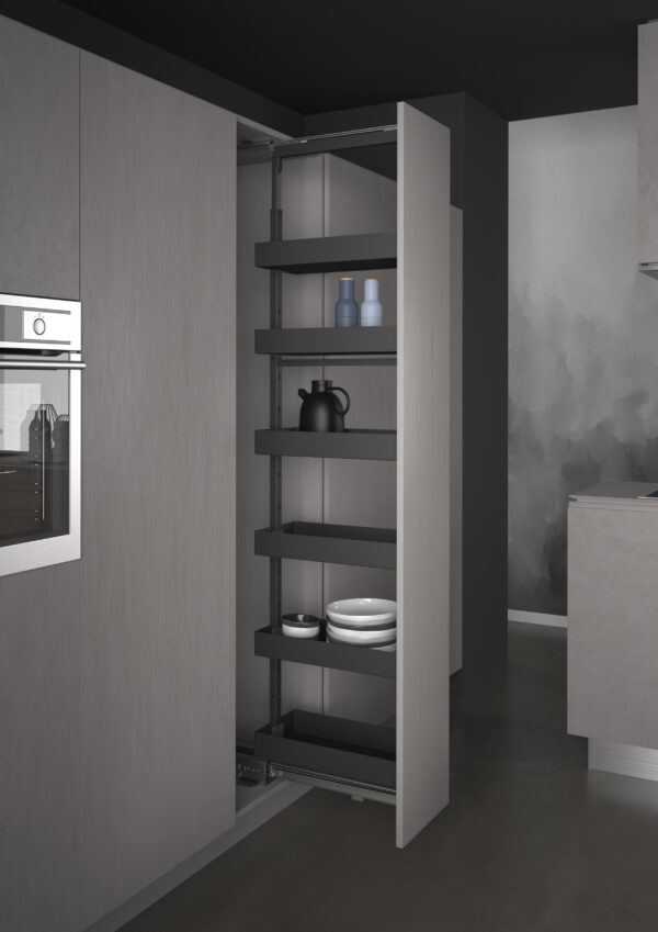 tall pullout larder with 6 baskets