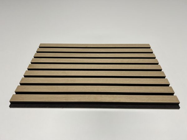 Slatted oak veneered black dyed MDF