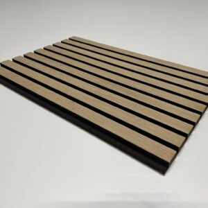 Slatted oak veneered black dyed MDF