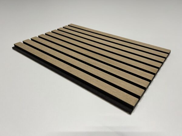 Slatted oak veneered black dyed MDF