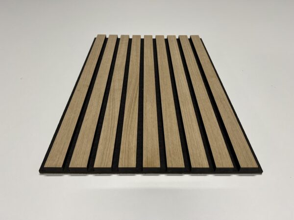 Slatted oak veneered black dyed MDF